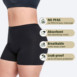 LYNMISS Menstruations-Boyshorts für Damen aus Bambus mit hoher Taille, Lieferung in 7 Tagen, Schwarz, stark saugfähige Periodenunterwäsche, Menstruationshose - Product Image 3