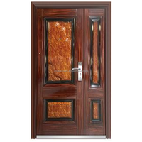 Porte d'entrée pivotante moderne en aluminium noir avec serrure intelligente, extérieur en acier inoxydable