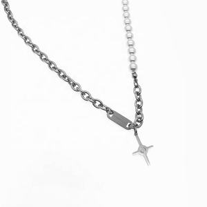 VAF 43 + 5เซนติเมตรมุกลูกปัดข้ามจี้สร้อยคอผู้ชายสแตนเลส - Product Image 2