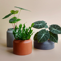 Moderne 3 tailles forme ronde intérieur extérieur décor ciment rustique terre cuite produits pour la maison et le jardin pots de fleurs jardinières