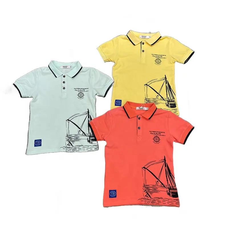 Summer Children's Polo Shirt Baby Print T-shirt Customized Weaving Mark Calculation Printing Children's Polo T-shirt