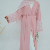 Offre Spéciale Dubaï vêtements islamiques palestinien Keffieh brodé frangé ouvert Abaya Cardigan Robe modeste robe de mode pour l'Aïd