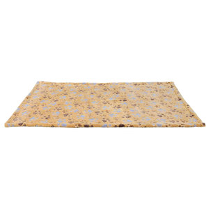 Pet Blanket 100 x 70 Cm Beige With <b>Brown</b> And Blue Paw Prints For Dogs And Cats Cozy Soft Fleece <b>Throw</b> Cover - Product Image 2