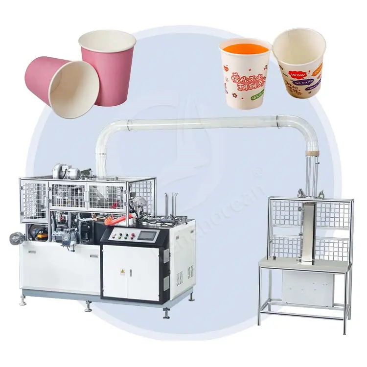 Línea de producción totalmente automática de fabricante de tazas de café de cartón OCEAN, taza de papel desechable, precio de máquina