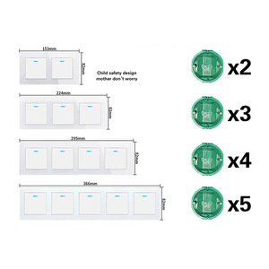 Interruptor de pared con conector de apertura por presión serie M, 60x60mm, 2 entradas, control táctil con panel de vidrio templado para caja de base redonda - Product Image 3