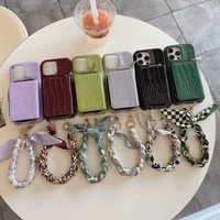 Top vente en gros conception pour Iphone couverture de téléphone portable luxe Crocodile Pu cuir avec porte-carte lanière étui de téléphone