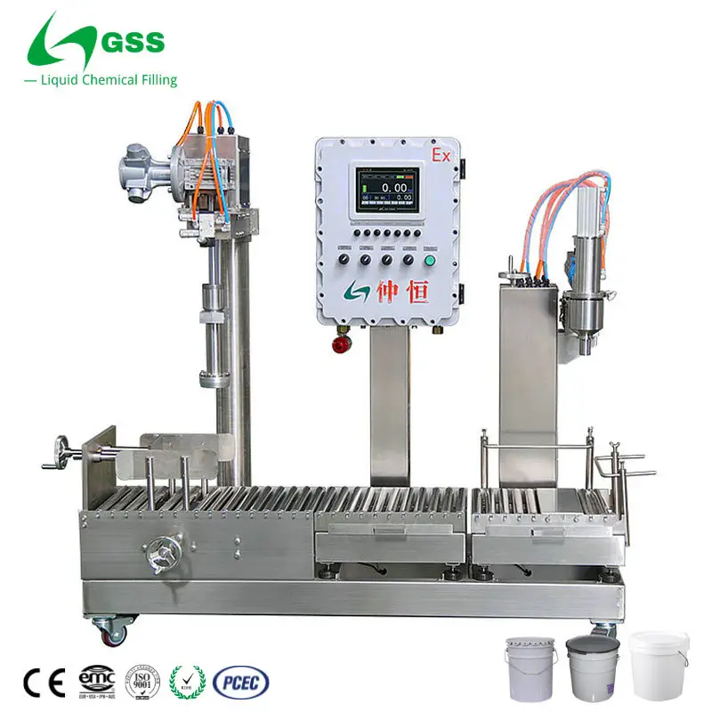 GSS-máquina automática de llenado de pintura, 10-30KG, líquido corrosivo, tinta de resina química, aceite, ácido