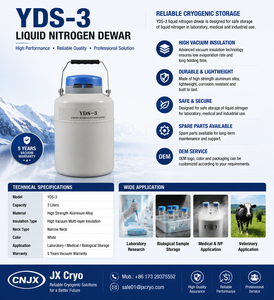 Tanque de Nitrógeno Líquido CNJX YDS-3-<span class=keywords><strong>50</strong></span>, Capacidad de 3L, Aleación de Aluminio, 6 Recipientes, 25 Días de Autonomía - Product Image 4