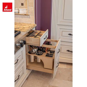Armoire de cuisine îlot Allandgroup de luxe, style médiéval, en <span class=keywords><strong>bois</strong></span> massif blanc mélangé à un <span class=keywords><strong>aspect</strong></span> <span class=keywords><strong>bois</strong></span>, avec organisateur en <span class=keywords><strong>bois</strong></span> personnalisé - Product Image 6