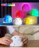 Veilleuse LED tactile en silicone mignonne, 0,2W DC5V, alimentée par piles AAA, lampe à changement de couleur pour chambre de bébé et d'enfant