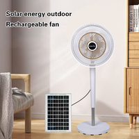Ventilateur solaire vertical FS-398 de 12 pouces, panneau solaire monocristallin en silicium, 3 vitesses, charge AC/DC, batterie lithium grande capacité
