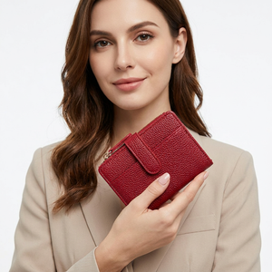Cartera Delgada de Cuero para Mujer con Cierre, Tarjetero, Ventana para Identificación, Monedero, Forro de Poliéster, Uso Diario - Product Image 3