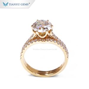 อัญมณี Tianyu สำหรับงานแต่งงานและแหวนหมั้นเพชรโมอิสทองคำสีเหลือง3ct ออกแบบได้ตามต้องการ - Product Image 5
