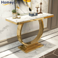Table console en marbre demi-lune incurvée avec rangement Couloir en béton Hôtel de luxe antique vintage