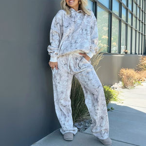 Dear-Lover Set Felpa con Cappuccio e Pantaloni da <span class=keywords><strong>Donna</strong></span> in Stile Woodland Camo Grigio Chiaro, Produzione all'Ingrosso di <span class=keywords><strong>Abbigliamento</strong></span> Boutique - Product Image 2