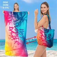 Nouveau Sarong Paréo Carnaval 2-en-1 : Serviette de Plage Pliable et Sac Fourre-tout, Jupe de Bikini DIY Imprimée, Convertible, Personnalisable, Vente en Gros, Caribéen, OEM