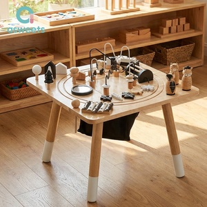 Matériel pédagogique sensoriel moderne inspiré <span class=keywords><strong>de</strong></span> Montessori, jeux créatifs, bacs sensoriels, table d'activités en bois noir et blanc - Product Image 1