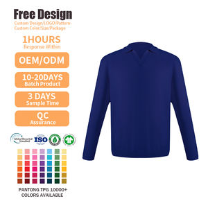 Polo de manga larga prendas de punto logotipo personalizado alta calidad Casual Top 100% Cachemira suéter de hombre - Product Image 2