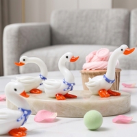 Nouvelles décorations de bureau en verre faites à la main en forme de cygne blanc mignon, petites décorations créatives pour la maison, artisanat décoratif d'animaux mignons