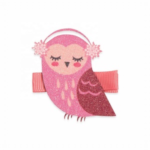 Vente en gros de pinces à cheveux et épingles à cheveux en feutre scintillant, motifs licorne, sirène et hibou, pour fêtes d'enfants - Product Image 6