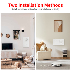 Tuya ไวไฟสหภาพยุโรป1/2/3แก๊งสมาร์ทผนังสวิทช์สัมผัสซ็อกเก็ตรวมกันแผงกระจกนิรภัย - Product Image 4