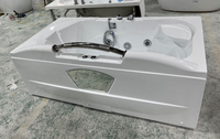 Baignoire en acrylique blanc avec jets d'hydromassage, drain et robinet inclus, pour usage intérieur ou hôtelier