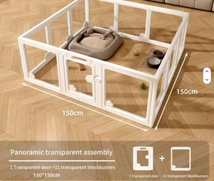 Clôture pour animaux de compagnie en plastique acrylique motif solide intérieur sûr et facile à assembler pour petits et moyens chiots chiens au design moderne parc pour chiens - Product Image 4