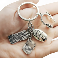 Porte-clés étanche en alliage de zinc à motif de dessin animé - Accessoires tendance sur le thème de l'informatique avec souris d'ordinateur portable &amp;   Breloques pour clavier