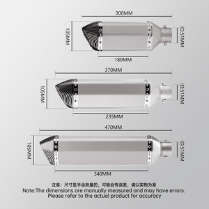Silencieux d'échappement universel pour moto, 36-51mm, acier inoxydable, titane, 300mm, silencieux d'échappement ForAK <span class=keywords><strong>Ninja</strong></span> 250 <span class=keywords><strong>Z400</strong></span> R3 CBR650 - Product Image 2
