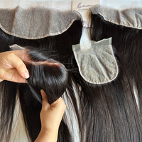 Cierre de encaje HD y frontal HD con nudos invisibles, cabello humano 100% virgen con cutícula alineada, línea de cabello natural.