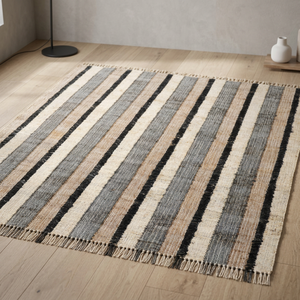 Tapis d'appoint moderne à rayures, à poils moyens, antidérapant, en laine/coton, très demandé, pour l'extérieur et les salles à manger, fabriqué à la main en Inde par Star Hometex - Product Image 5