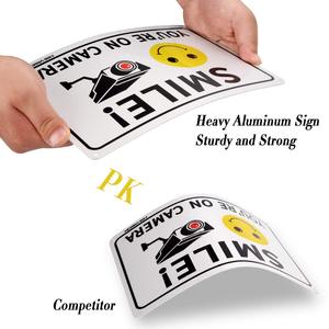 Paquete <span class=keywords><strong>de</strong></span> 2 Smile You're on Camera, señal <span class=keywords><strong>de</strong></span> videovigilancia, señal <span class=keywords><strong>de</strong></span> advertencia sin óxido, resistencia UV, impermeable, fácil <span class=keywords><strong>de</strong></span> instalar - Product Image 2