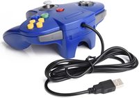 Controlador USB con Cable Azul Sólido Retro, Gamepad de Plástico para Nintendo 64 N64 Gamecube-PC Mac Joystick Games