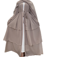 Zifeng OME dernière élégante abaya ouverte à 3 couches d'inspiration dubaï pour enfants femmes Hijab fait à la main en polyester élégant robe Kimono