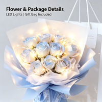 Bouquet de fleurs de savon artisanales longue durée, roses éternelles et fleurs séchées, motif ciel étoilé, pour cadeau d'anniversaire et fête des Mères
