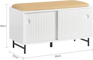 <span class=keywords><strong>Banc</strong></span> à chaussures avec siège et portes coulissantes avec espace de rangement <span class=keywords><strong>Banc</strong></span> de couloir <span class=keywords><strong>Banc</strong></span> de <span class=keywords><strong>coffre</strong></span> à chaussures Siège de commode - Product Image 3