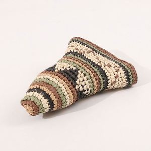 2025 New Arrival Fashion Women Lady Foldable Beach <b>Hat</b> Sunhat Handmade Striped Straw <b>Hat</b> Two Tone Color Straw Bucket <b>Hat</b> - Product Image 4