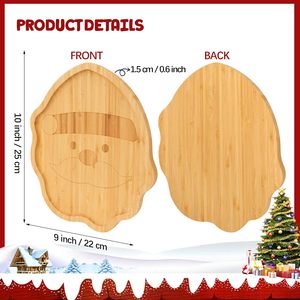 Bandeja de servir navideña con diseño de cara de Papá Noel de bambú, 25x22 cm, para mesa de fiesta - Product Image 4