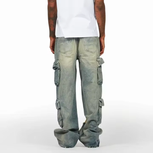 <span class=keywords><strong>Jeans</strong></span> Personalizzati di Alta Qualità in Stile Vintage <span class=keywords><strong>con</strong></span> Patchwork per Uomo, Taglie Grandi, Tasche Ampie, Gamba Larga, Decorazione <span class=keywords><strong>con</strong></span> Strappi - Product Image 3