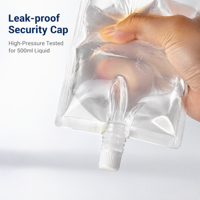 Sachet Doypack transparent de 500 ml avec bec verseur, personnalisable avec logo, prêt à l'emploi, pour emballage à emporter de café glacé et de jus