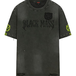 T-shirt Hip Hop Luxe Haute Qualité 300 GSM 100% Coton Tricoté Coupe Oversize Uni Effet Délavé Imprimé Rétro Streetwear - Product Image 1