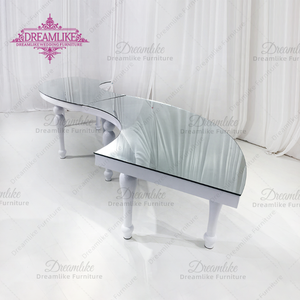 โต๊ะรับประทานอาหารครึ่งวงกลมที่ทันสมัยพร้อมสีเหล็กสีขาวสำหรับกลางแจ้งและห้องนั่งเล่นสำหรับงานแต่งงานและโรงแรม - Product Image 3