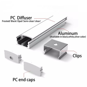 Carcasa en forma de U de alta calidad, extrusión de aluminio, perfil Led, cubierta de PC, difusor para iluminación de pared de techo, Canal LED negro - Product Image 2