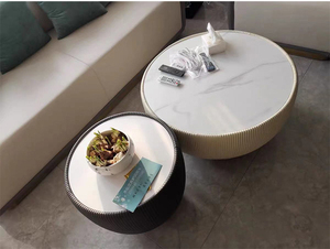 Table basse scandinave moderne de luxe léger en forme de bol, en pierre, avec rangement durable et caractéristiques écologiques - Product Image 2