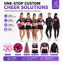 Tenues de cheerleading violettes personnalisées à manches longues, haut en maille à épaules dénudées, short jupe, garniture scintillante, ensemble professionnel, usine OEM/ODM