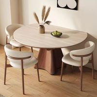 Table ronde extensible en pierre, mobilier de luxe pour salle à manger, ensemble table et chaises, vente en gros