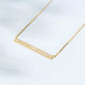 Nuevo Collar de Oro Sólido de 14/18k con Diseño Simple en Forma de Tira y Moissanita Fina Personalizada - Product Image 1