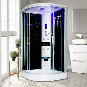 Preço de fábrica Preto 90x90 Porta Deslizante De Vidro Transparente Massagem Chuveiro Cabines De Vapor