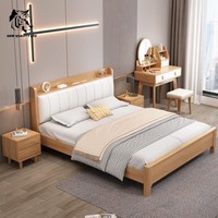 Lit king size 1,8 m en bois, nouveau design, meubles de chambre à coucher, vente directe d'usine en Chine, prix bas, personnalisation possible, faible quantité minimum de commande, livraison directe.