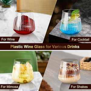 Verres à <span class=keywords><strong>Vin</strong></span> sans Pied en Plastique Nervuré <span class=keywords><strong>de</strong></span> 355 ml, Gobelets Jetables Incassables et Recyclés pour Champagne, <span class=keywords><strong>Vin</strong></span> et Whisky, Idéaux pour Bar et Événements - Product Image 6